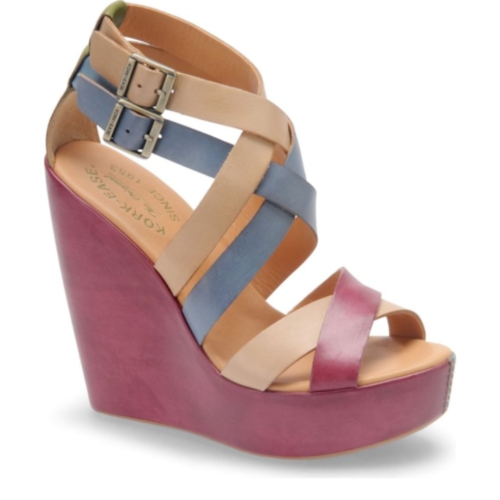 Size 7 Kork-ease red/blue stappy sandals